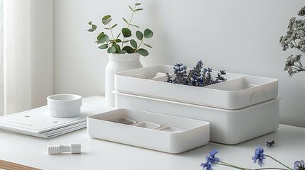 White leisurely storage box, Design concept. Generative AI.