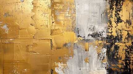 Textured gold and white acrylic painting