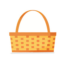 Easter basket. Empty bamboo wicker. Picnic handle hamper.