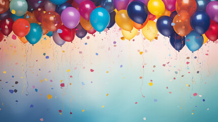 colorful balloons and confetti