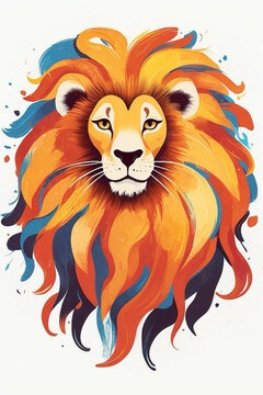 Colorful Lion Face