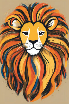Colorful Lion Face