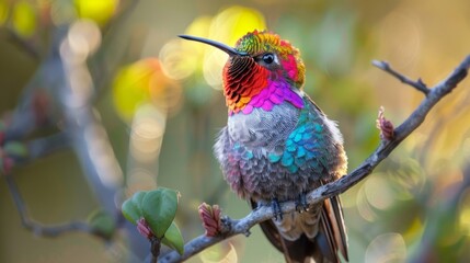 rainbow beard hummingbird generative ai - obrazy, fototapety, plakaty