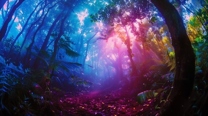 Obraz na płótnie Canvas Neon-infused forest