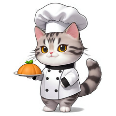 シェフの恰好をした可愛い猫