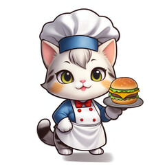 シェフの恰好をした可愛い猫