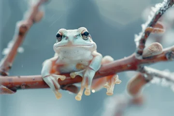 Deurstickers frog on a trunk © paul