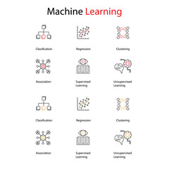 Machine Learning Symbol Pack Illustrating AI Innovations icon Design Set