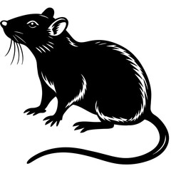 Silhouette of Rat  laying  in profile