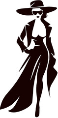 Beautiful Girl Fashion Black Vector Silhouette Full Body View