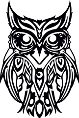 Owl tattoo design. Vector illustration ready for vinyl cutting. Isolated on white