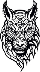  tiger tribal tattoo, Lynx. Mascot Templates. Vector illustration ready for vinyl cutting.