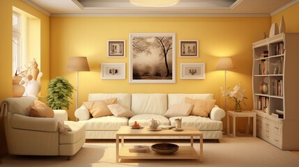 Paint the ceiling a soft yellow to create a cozy atmosphere.