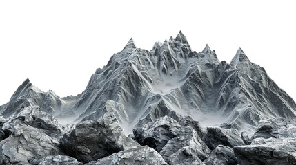 Gray rocky mountains isolated on a white background. - Powered by Adobe