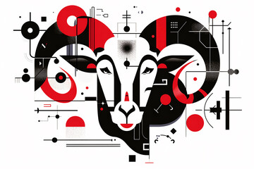 Zodiac sign Aries in constructivist style