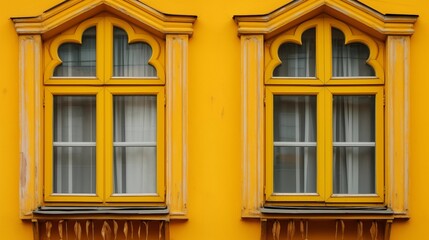 Paint the window frames yellow to complement the color scheme.