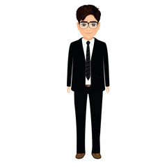 middle school or high school student with glasses standing