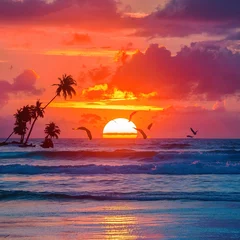 Foto op Aluminium colorful of sky at sunset time on the beach © Romeu