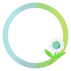 Green vibrant rounder border with earth flower