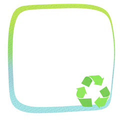 Green and blue vibrant border with recycling icon