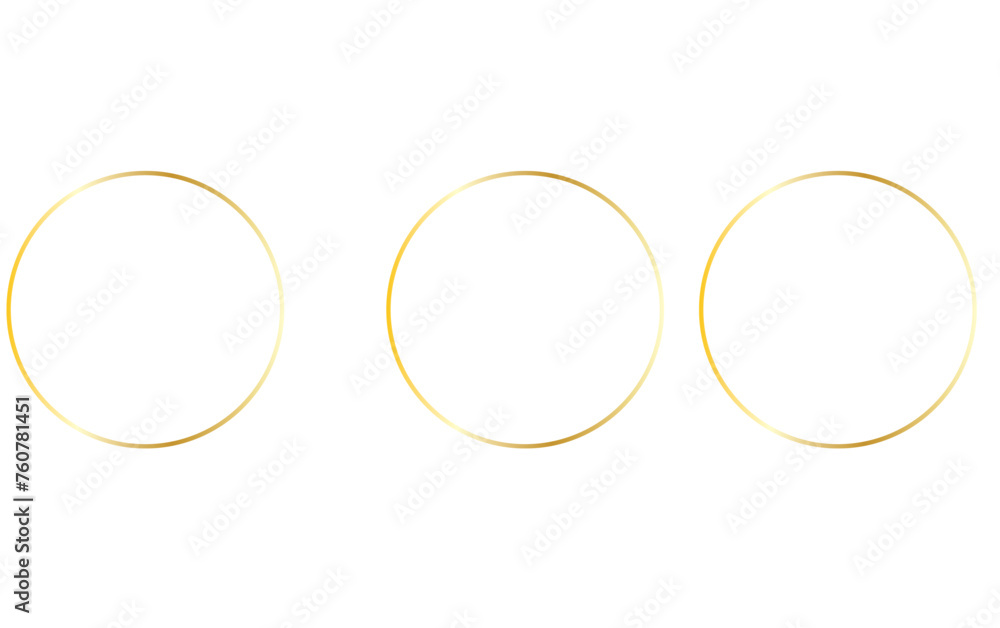 Poster round shiny frames with glowing effects. set of three gold, silver and rose gold round frames with s