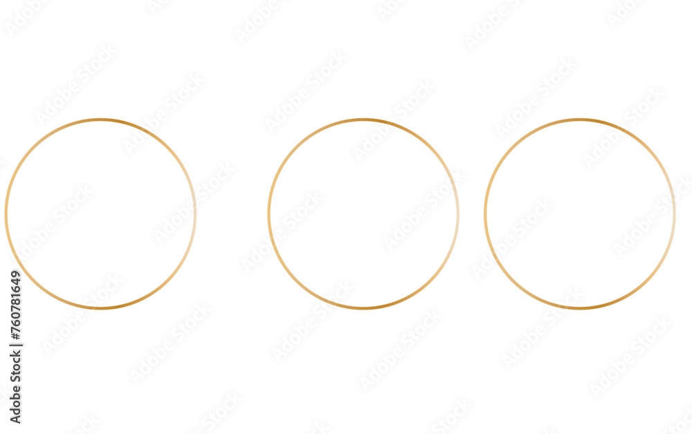 Poster round shiny frames with glowing effects. set of three gold, silver and rose gold round frames with s