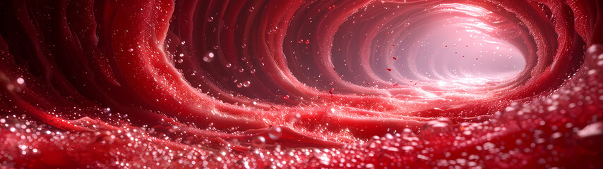 Within an otherworldly spectacle, bubbling thick red fluid undulates, crafting an alien tunnel that...