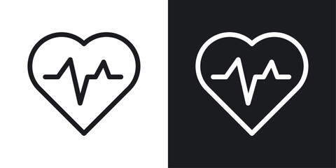 Heart Rate Monitor Icon Set. Medical Heartbeat Symbol. Cardiac Health Indicator