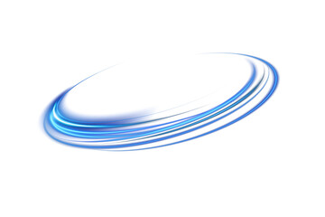 Abstract light lines of motion and speed with sparks of blue color. Light everyday luminous effect. Semicircular wave. Light trace curve swirl. PNG.
