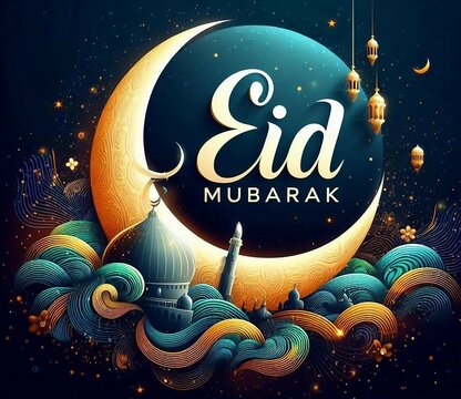 Eid celebration image with eid mubarak.