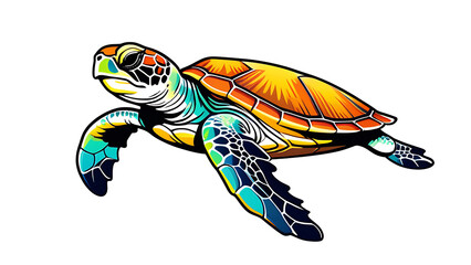 Fototapeta premium illustration of cute sea turtle isolated on white background