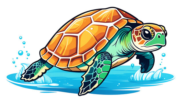 illustration of cute sea turtle isolated on white background
