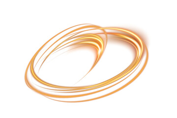 Fototapeta premium Abstract light lines of motion and speed with sparks of yellow color. Light everyday luminous effect. Semicircular wave. Light trace curve swirl. PNG.