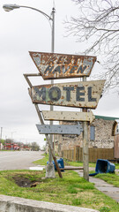 rusting old motel sign on route 66