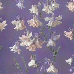 Minimalist Bluebell Flowers on Purple Background Gen AI - 760784830