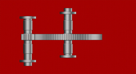 External spur gear rotor illustration showing a single stage single gearset on a red carbon fiber background