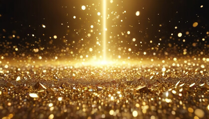 Gold powder blurred in the background.

