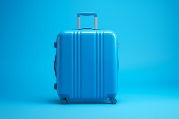 blue suitcase on a blue background 