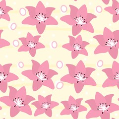 Fototapeta na wymiar seamless pattern with pink lilies 