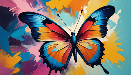 Butterfly on colorful background.