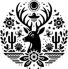 Deer vector in the mexican style