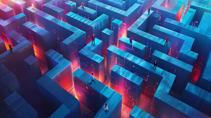 Maze of complex obstacles - business concept - obrazy, fototapety, plakaty