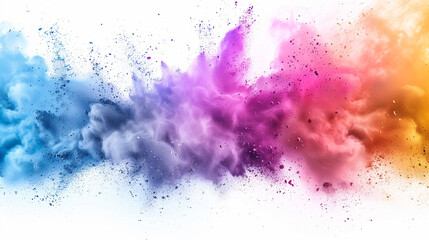 A dynamic burst of powdered pigment on white background.