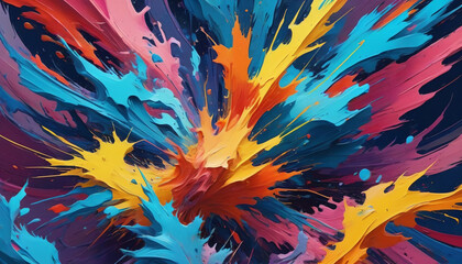 Colorful paint splatter. A large blotch. Generative AI.

 - obrazy, fototapety, plakaty
