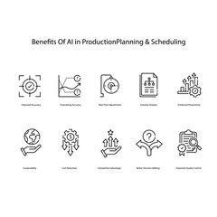 AI Production Planning Vector Icons Optimizing Manufacturing Processes