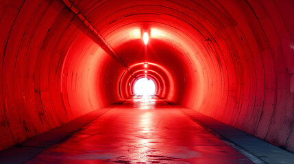 red tunnel with light