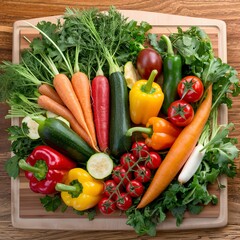 Healthy food and copy space, fresh vegetables, organic on a wooden background