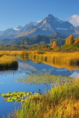 Tranquil high tatra lake in autumn, scenic mountain sunrise ideal for a memorable hiking adventure