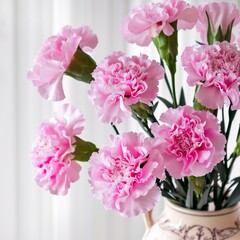 Obraz na płótnie Canvas Pink carnations flower for Mother's day on white background