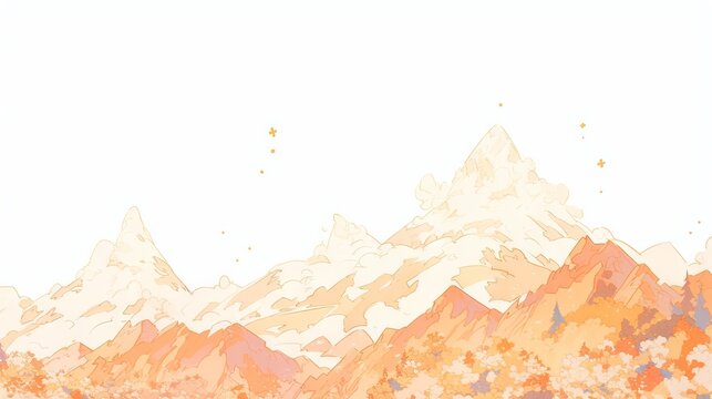 cartoon drawing of a beautiful mountain
